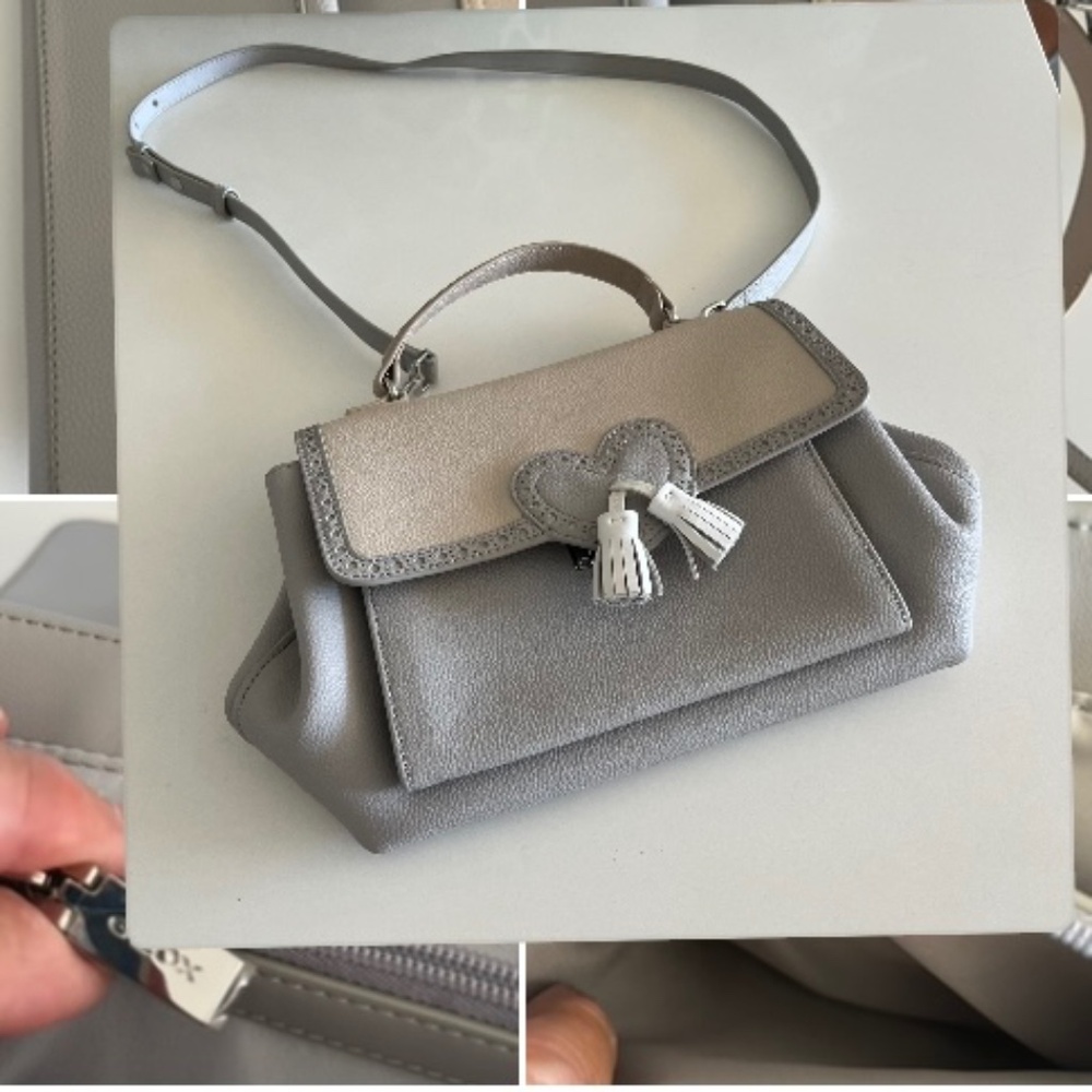 Geox Crossbody leather bag with heart and tassle NWOT